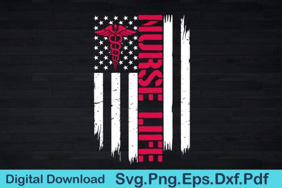 USA Flag Nurse Graphics & T-Shirt Designs