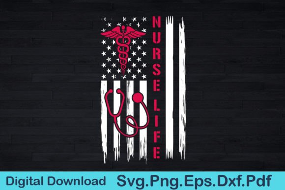 USA Flag Nurse Graphics & T-Shirt Designs